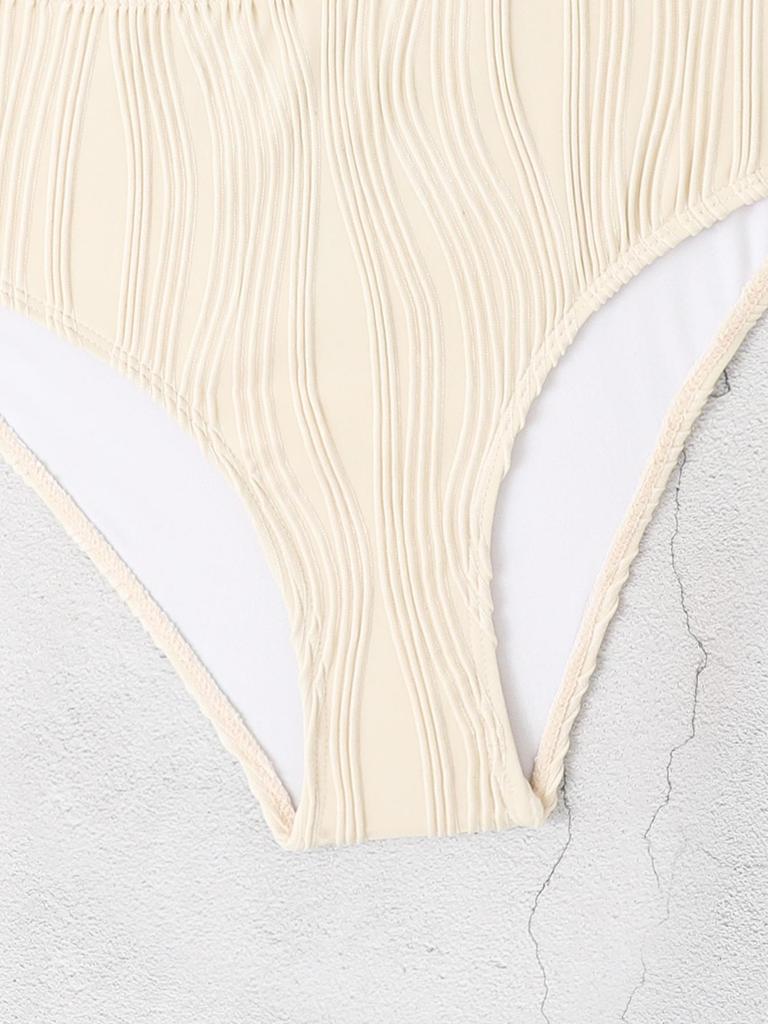 2024 European & American Solid Color High Waist Split Bikini Swimsuit for Women