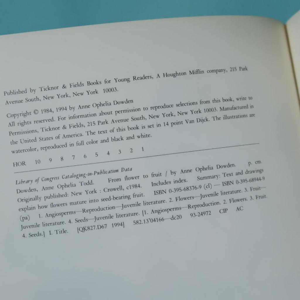 [USED] Books: From Flower to Fruit (botanical art, plant illustrations)