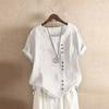 Cotton Linen T Shirt For Women With Loose Fit And Short Sleeves For Casual Wear