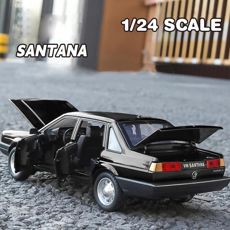 Классическая модель автомобиля Volkswagen Santana из литого сплава в масштабе 1/24, звук и свет, подарок для парня, коллекционный подарок для детей