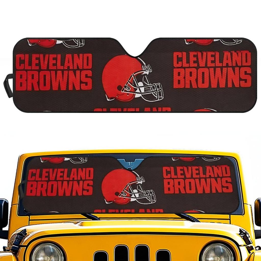 Автомобильный солнцезащитный козырек Cleveland Browns с оливковым узором команды - Индивидуальный дизайн