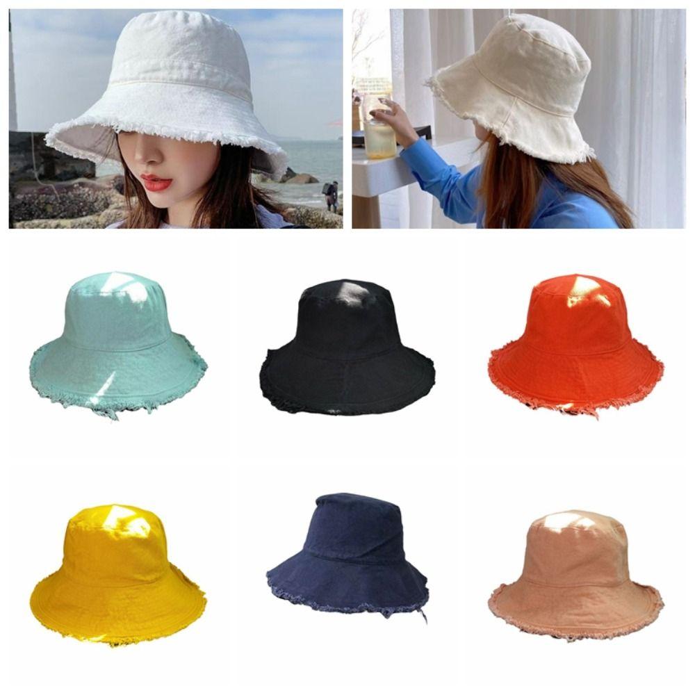 Foldable Thin Bucket Hat Sunshade Sun Protection Cap Sun Cap Raw Edge Fisherman Hat Men