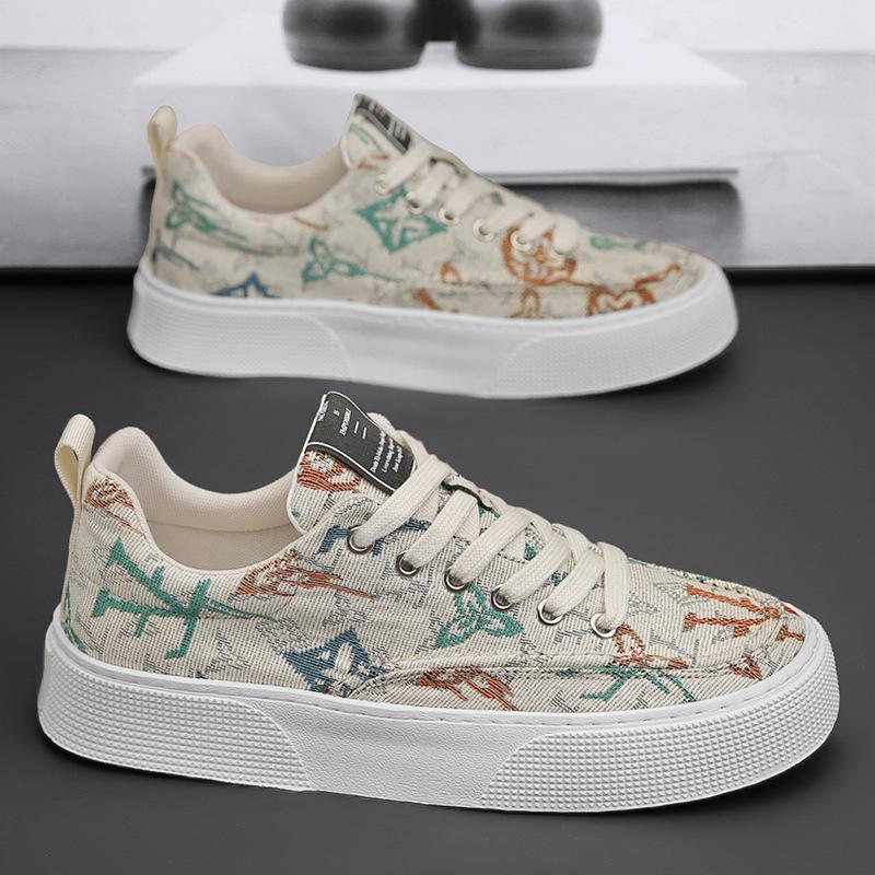 Модные мужские новые дышащие парусиновые туфли корейского производства, модная повседневная спортивная обувь, универсальная легкая мягкая подошва, нескользящая обувь для доски