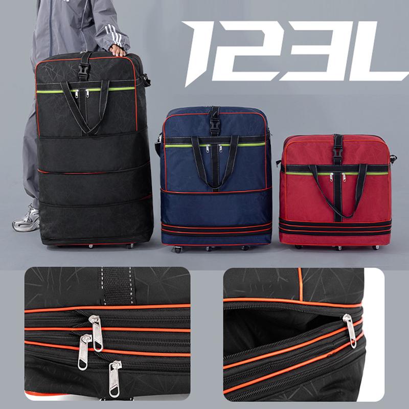 Air Consignment Bag Large-capacity Retractable Folding Travel Bag Universal Wheel Moving Travel Nylon Cloth Duffel Bag