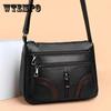 Faux Leather Textured Multi-layer Women's Bags All Season Large Capacity Messenger Bags Soft Solid Color Shoulder Bags