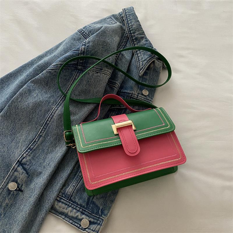 Маленькая квадратная сумка контрастного цвета, на плечо, сумка-мессенджер, женская полосатая вместительная сумка для поездок, женская сумка