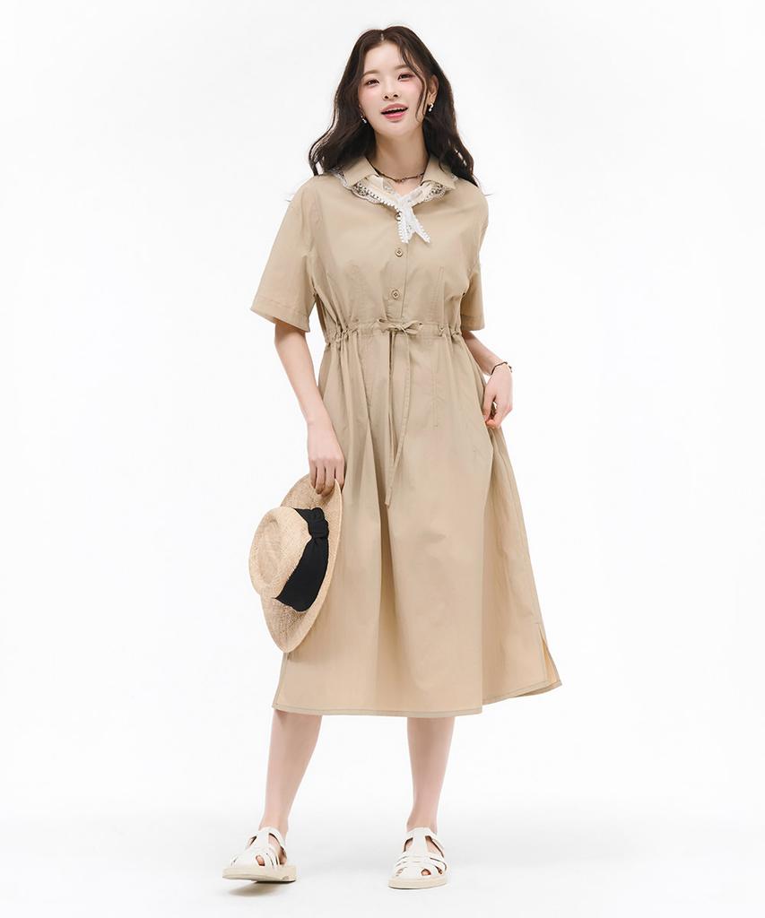 Chase Cult Women'S Open Collar Dress - Beige