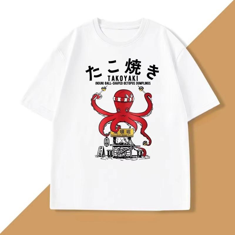 Japanese Takoyaki TShirt Octopus Balls Tshirt Street Food Lover Graphic T Shirts Anime Cotton Loose Top Oversized Clothes Top
