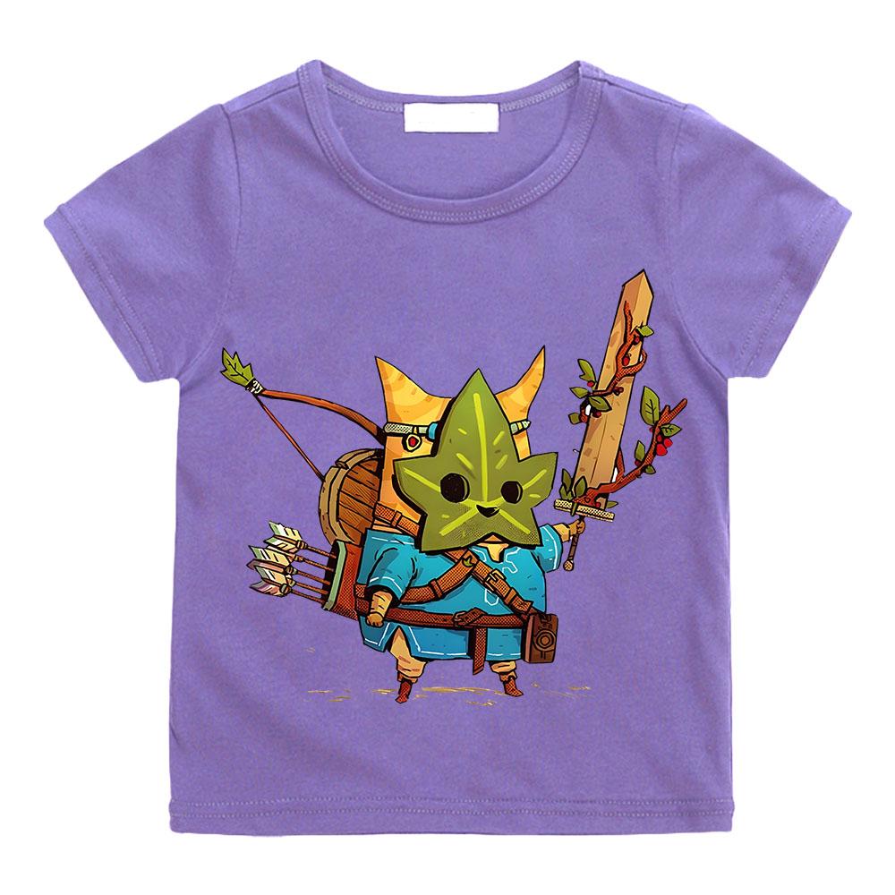 Игривая футболка Korok Kids, летняя детская футболка, симпатичные мультяшные топы для мальчиков и девочек, модные повседневные детские аниме с коротким рукавом