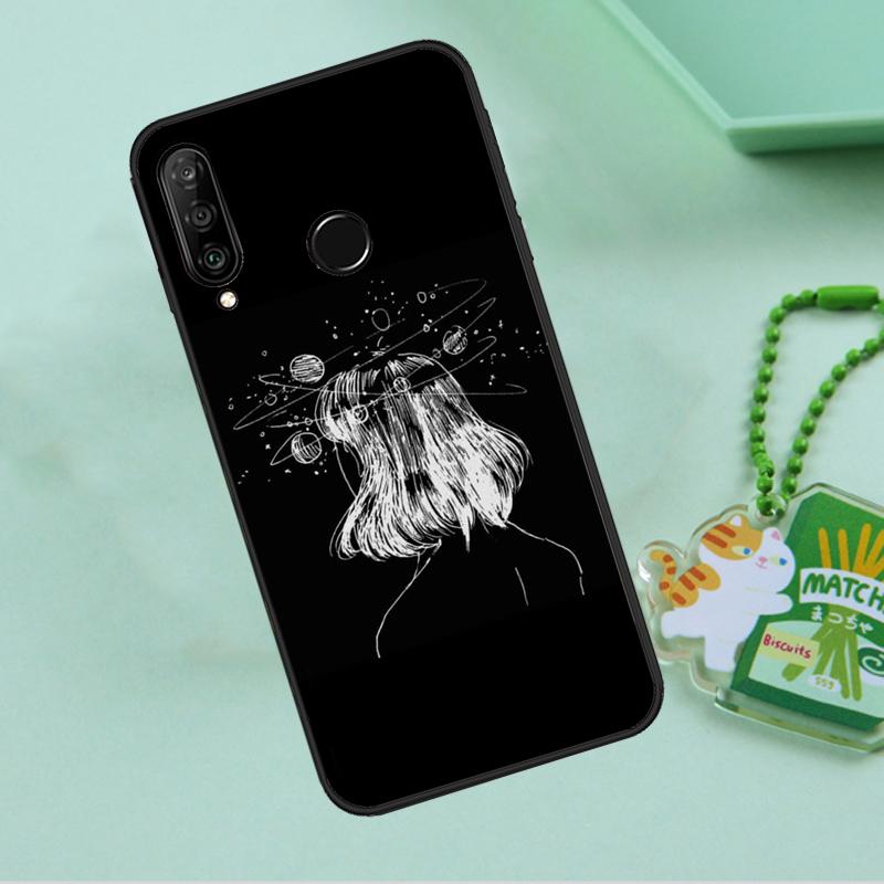 Эстетика Черно-белые Галактики Для Huawei Nova 12s 12i 11i 7i 8i 9 10 SE Y91 Y90 Y60 Y70 Y72 Y61 P60 Pro P30 P40 Lite Чехол
