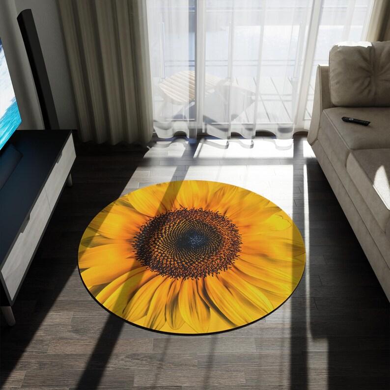 Sunflower Round Carpet Vintage Rustic Style Home Decor Rug Water-absorbing Anti Slip Floormat for Doormat Living Room Bedroom