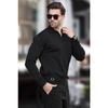 Черный вязаный свитер с воротником-поло на молнии 7242