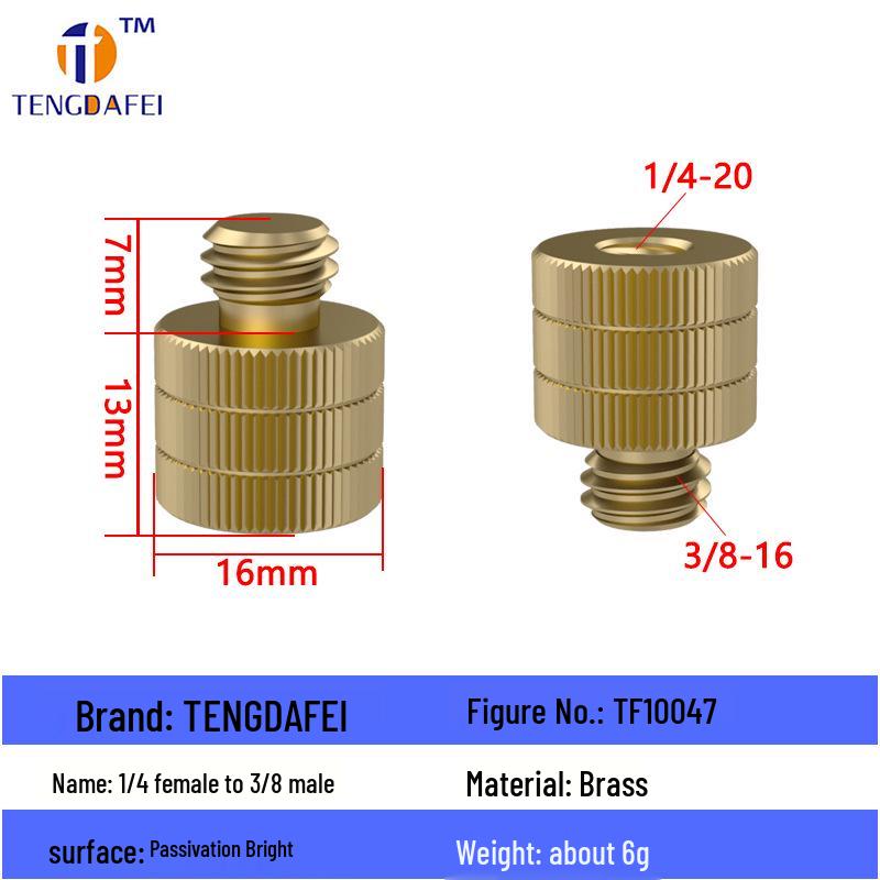 Reversible 1/4" Male To 3/8" Female Adapter for Camera Tripod Ball Head with M4-M8 Conversion Screws