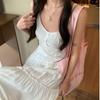 Pink Camisole Dress Women's Casual Summer New High-end Exquisite Waist Slimming Cake Dress