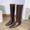 Модные женские туфли на плоской подошве с высокими сапогами до колена с квадратным носком, зима 2025, новый тренд, готические туфли челси, повседневные кожаные туфли, модное платье, Botas Mujer