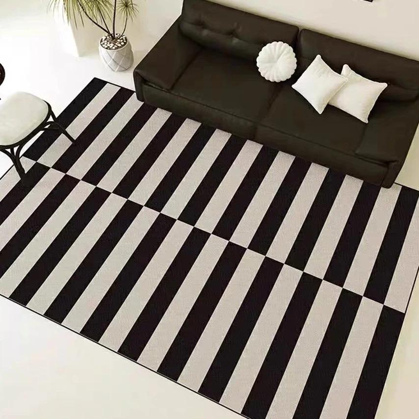 Modern Style Carpets for Living Room Large Area Bedroom Decor Black and White Carpet Soft Rug Easy To Clean Minimalist Mat