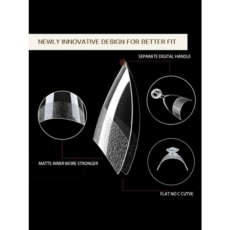 240pcs Half Cover Almond Pre-filed Nail Tips Half Matte XS Press On Fake Nail Extension for Small Tiny Nail Bed 12 Sizes In Box