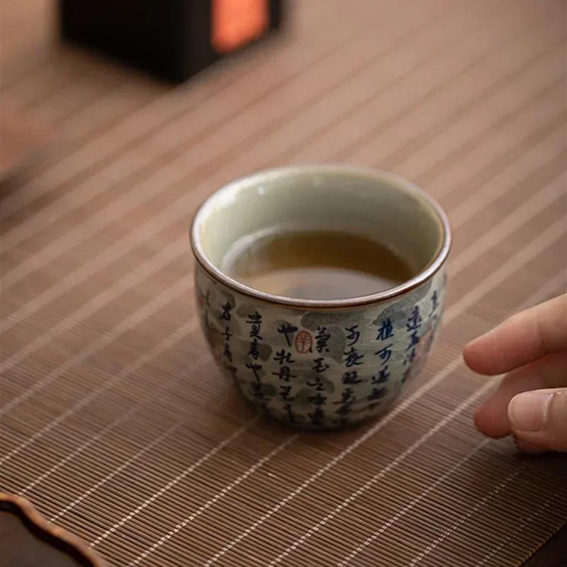 1 шт. китайская сине-белая фарфоровая чайная чашка, антикварная керамическая чайная чаша ручной работы, чайная чашка Pu'er Master, домашний чайный сервиз, 110 мл