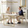 Velvet-Feel Dining Chairs Set of 2, Modern Upholstered Armchair with Knot Design and Golden Metal Legs, Accent Chair for Dining Room, Bedroom