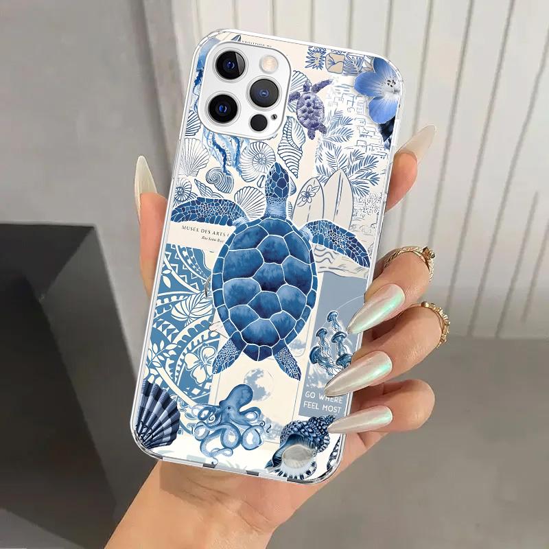 Чехол для телефона Ocean Starfish Sea Turtle Shark для Iphone 17 Air 16 15 Plus 14 13 Mini 12 11 Pro Max 16E 7 8 SE 2020 Мягкий Funda Prin
