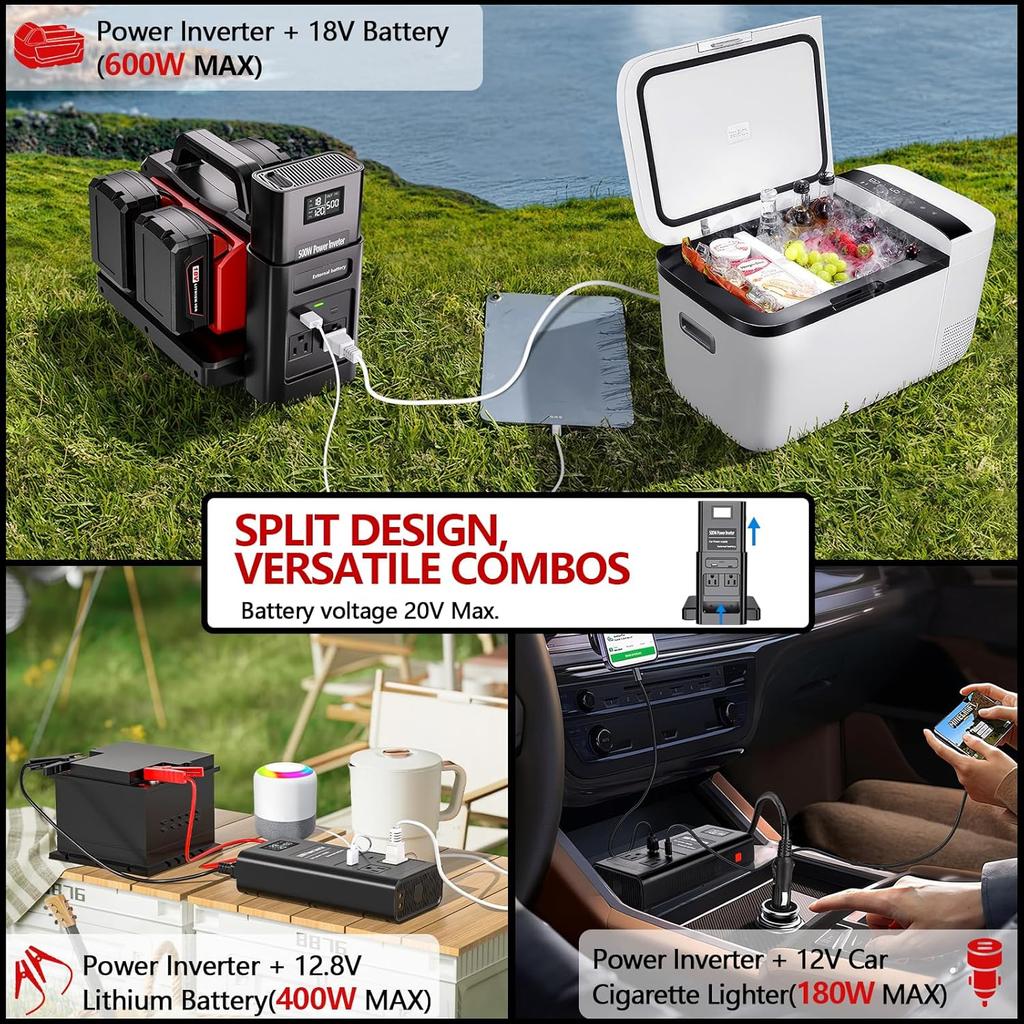 НОВЫЙ Инвертор питания AC111V/ 111V для аккумулятора Milwaukee 18V с USB Type-C и портом прикуривателя DC, выходная мощность, портативная электростанция для улицы