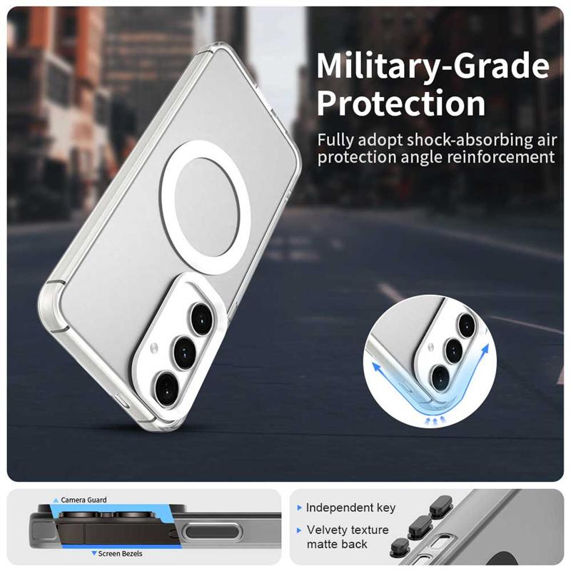 Для Samsung S23 Чехол Чехол Samsung Galaxy S23 Capa Прозрачный Круглый Магнитный Матовый Прозрачный Беспроводной Зарядки Fundas Samsung S23