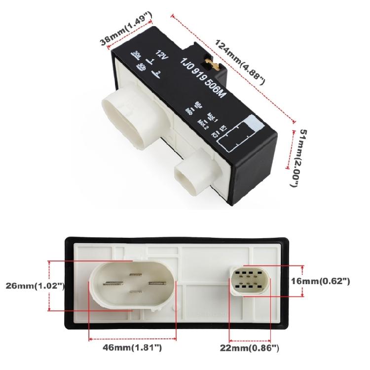 1J0919506M Реле переключателя управления вентилятором охлаждения для модулей управления радиатором Golf