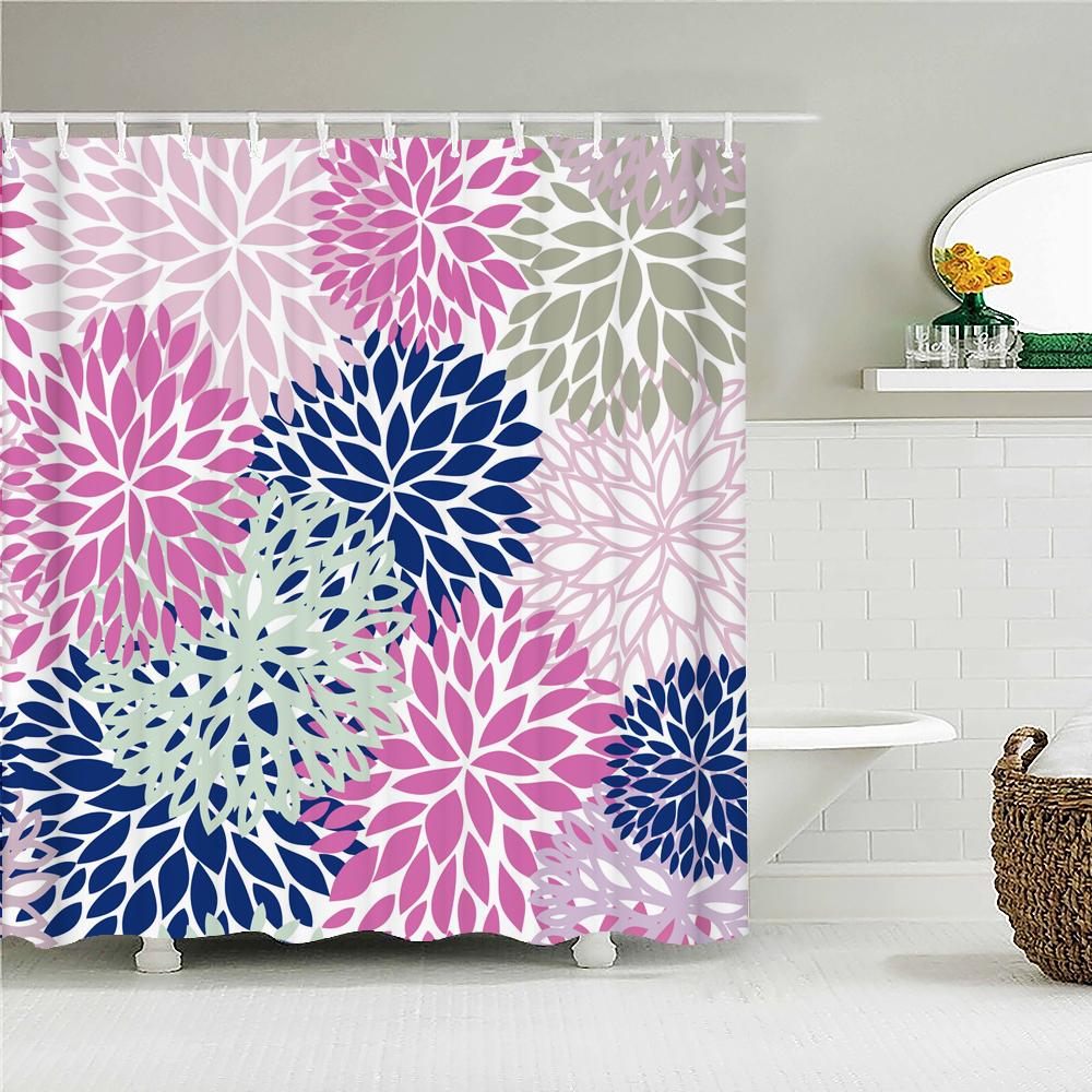 Богемный стиль Шторы для душа Мандала Бохо Цветы и растения Принт Шторы для ванной Водонепроницаемый Полиэстер Занавеска для ванной