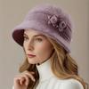 Elegant Winter Beanie For Women - Cozy Knit With Floral Accent, Perfect For Middle-Aged & Elderly, Stretch Fit, Hand Washable