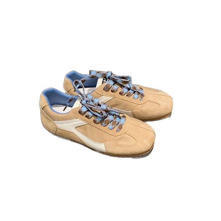 Виноградная мать в том же стиле, модный ретро контрастный цвет, круглый квадратный носок, повседневный стиль, натуральная кожа, кеды Agande для тренировок