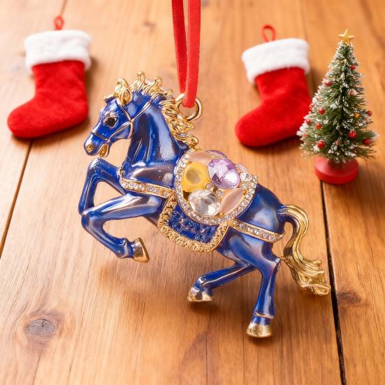 Лошадь Рождественское Украшение Стразы Декор Дерева Счастливое Животное Зодиака Тема Праздничное Праздничное Украшение