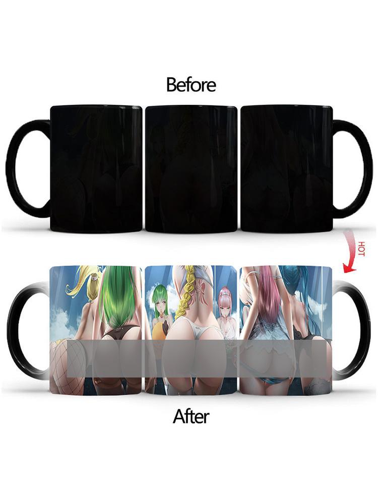 Spoof Ass Magic Mug BSKT-013 Kawaii Cup Funny Coffee Cups Color Change Mugs Personalized Gifts Porcelain Mugs Free Shipping Bar