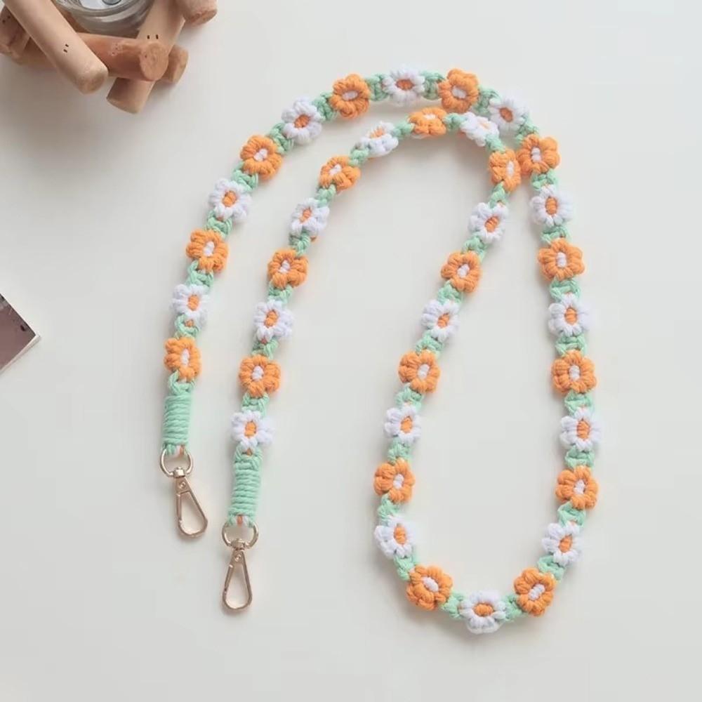 Cotton Mobile Phone Lanyard Daisy Macrame Keychain Hanging Strap Bag Hanging Rope Bag Accessories