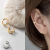 (Pair)P1207W Silver S925 Ear Cuff Silver X-shaped Earring Piercing - Women's Piercing