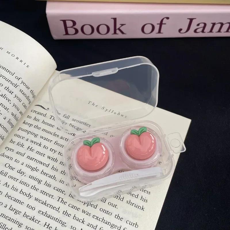 Mini Portable Cute Contact Lens Case Box Cute Fruit Style Lovely Cartoon Lenses Container Travel Set Gift Eyewear Accessories