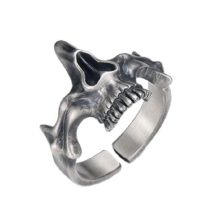 Винтажные готические кольца с черепом Уникальные мужские изящные готические кольца с черепом Серебряные Черные Ретро Панк Модные кольца Заявление