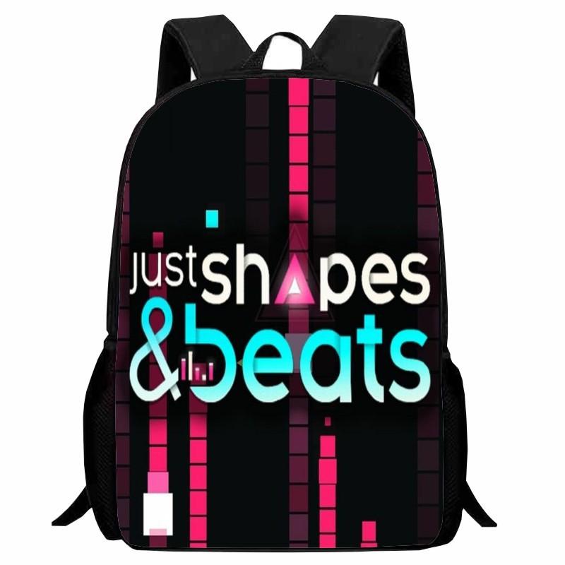 Школьная сумка с принтом «Ритм фигур» Just Shapes & Beats, Мультяшный активный рюкзак для мужчин и женщин