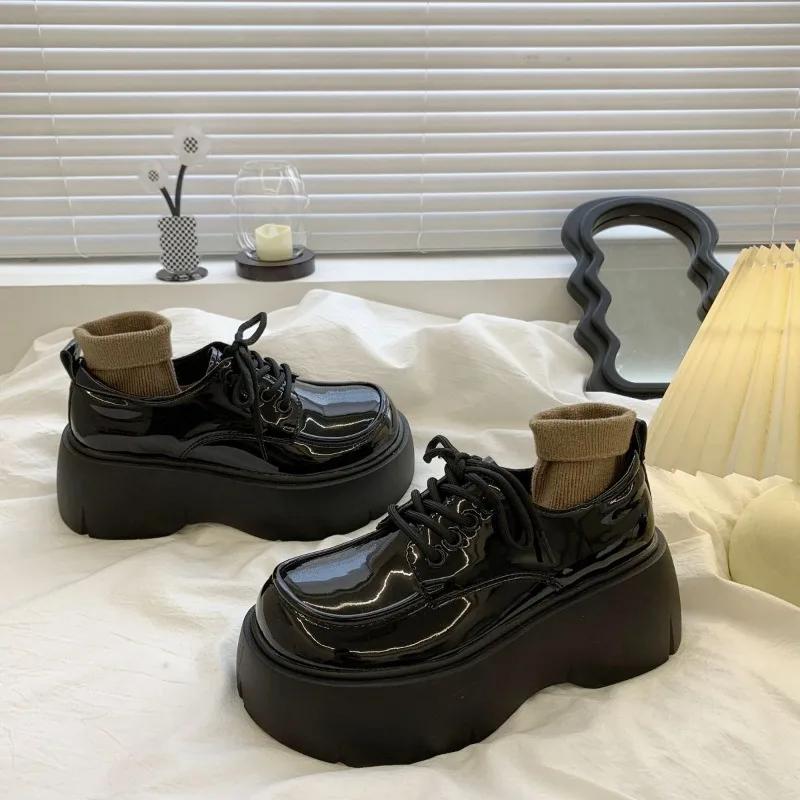 Весенние новые женские туфли из кожи на толстой подошве, чувственный нишевый дизайн, универсальные туфли в стиле ретро с большим носком, Zapatos Mujer
