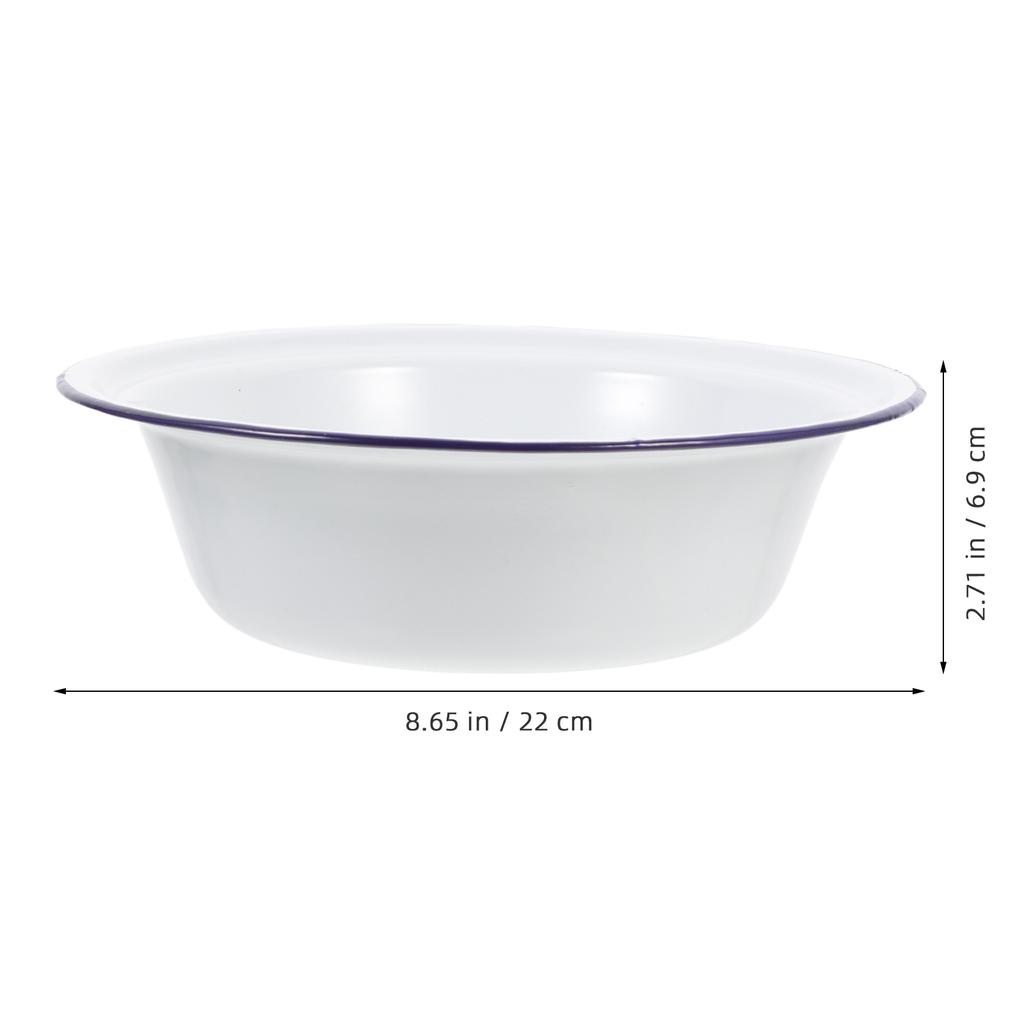 Chicken Breader Bowl Old-fashioned Enamel Home Curled Edge Vegetable and Fruit Basin Soup Bowls
