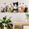 SMAOSTORE Wall Cute Cat Stylish Animal Stickers for and Background Removable Wallpaper Stickers (Mata) Stickers, Stickers, Flower, Butterfly, Kids'
