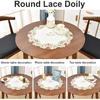 Wolkemer 2 Pack Small Round Doily Embroidered Place Mat Lace Table Topper Vintage Beige End Table Cover for Coffee Wedding Dinning Party 20 Inch