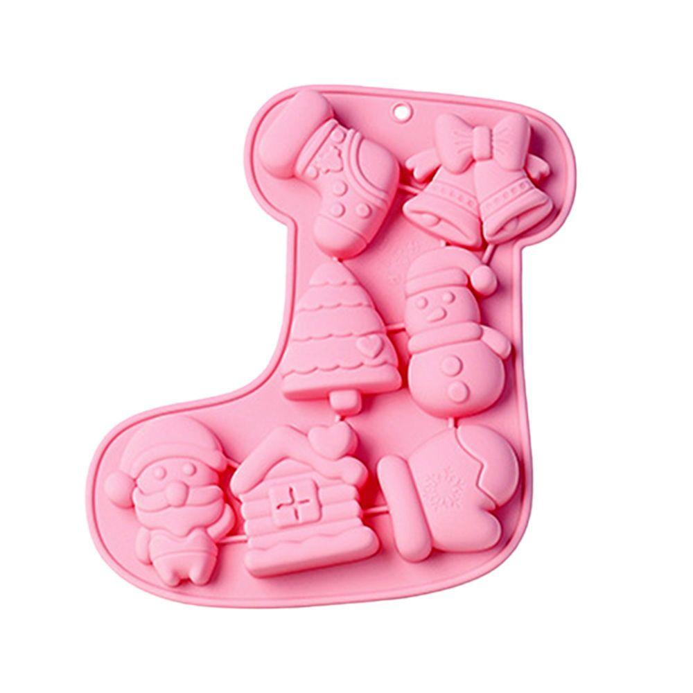 Handmade Baking Pan Soap Mould Bell Snowman Tree Sock Shape Christmas Theme Silicone Mold 7 Cavity
