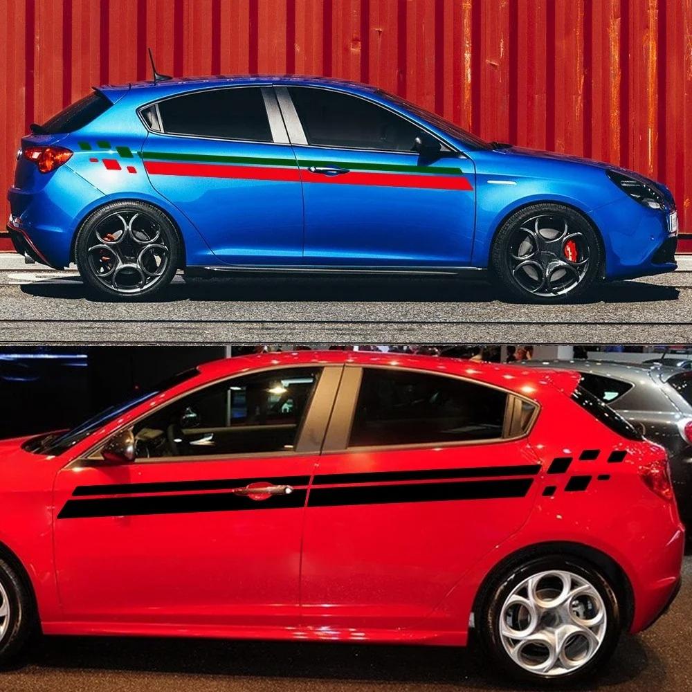 For Alfa Romeo Giulietta 2PCS Car Waist Line Stickers Sport Stripes Styling Vinyl Film Trim Decals Auto SUV Tuning Accessories