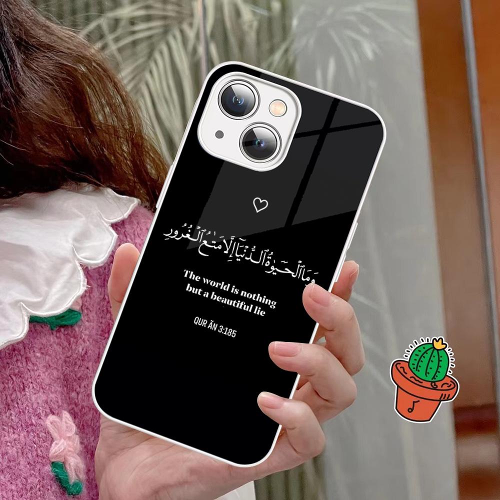 Арабские Цитаты Слова Чехол для Телефона Закаленное Стекло Для Iphone 14 13 12 11 Pro Mini XS MAX 14Plus X XS XR Fundas