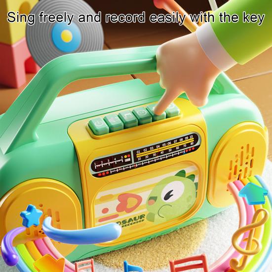 Детская многофункциональная радиоигрушка с музыкой, светом, записью, 6 английских песен, для малышей, мальчиков, девочек, мультяшное радио в виде жирафа и динозавра, развивающая игрушка