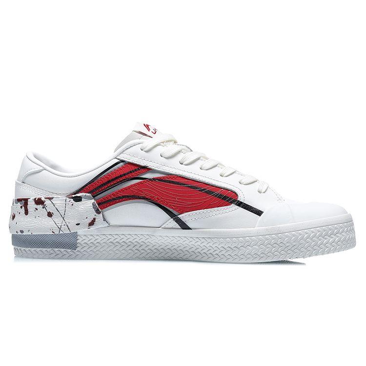 Кроссовки Li Ning Paris Fashion Week из синтетической кожи, классические, прочные, легкие, с низким верхом, для скейтбординга, мужские, белые, красные, AECR037-3