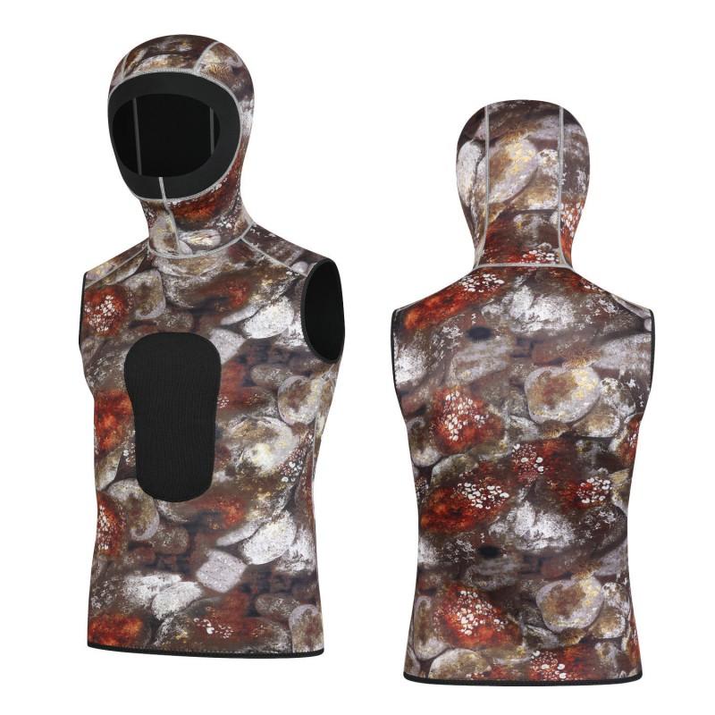 3mm Neoprene Wetsuit Vest Hooded Camo Dive Suit Scuba Snorkeling Surfing Swimming Thermal Protection Unisex Adult