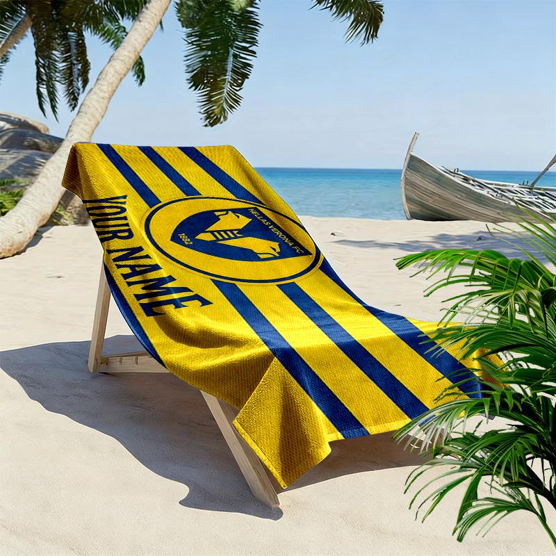 Hellas Verona F.C Print Beach Towel, Large Soft Quick Dry Towel for Beach Camping Swimming