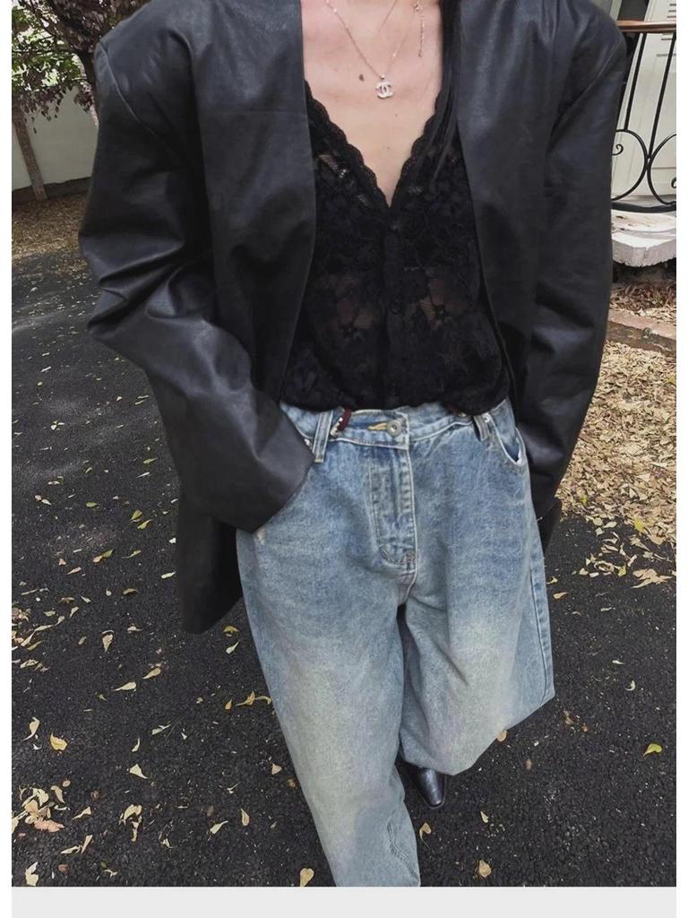 Women's 2024 Early Autumn Long-Sleeve Slim Lace Top