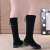 Модные женские теплые сапоги с высоким голенищем большого размера, элегантные, на низком каблуке, эластичные, демисезонные, зимние 2024, новинка